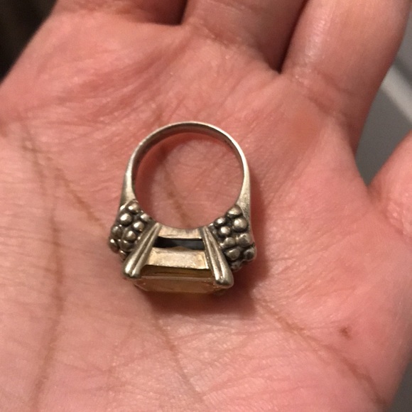 Sterling Thailand yellow glass ring size 5 - Picture 11 of 15